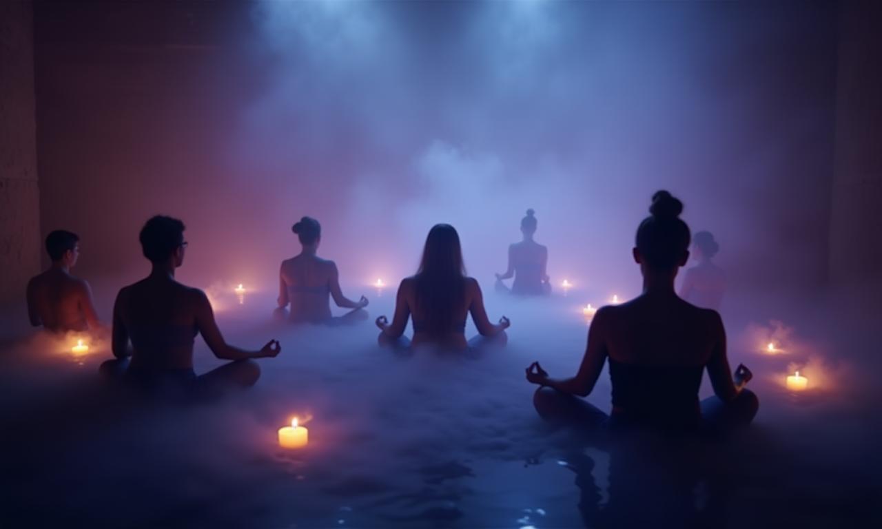 People relaxing during a live sound-bath session